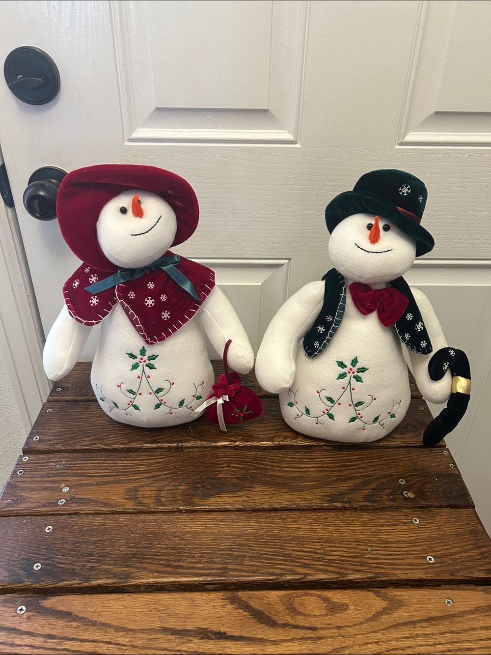 Pair of Holiday Snowman Weighted Plush - Christmas Decor